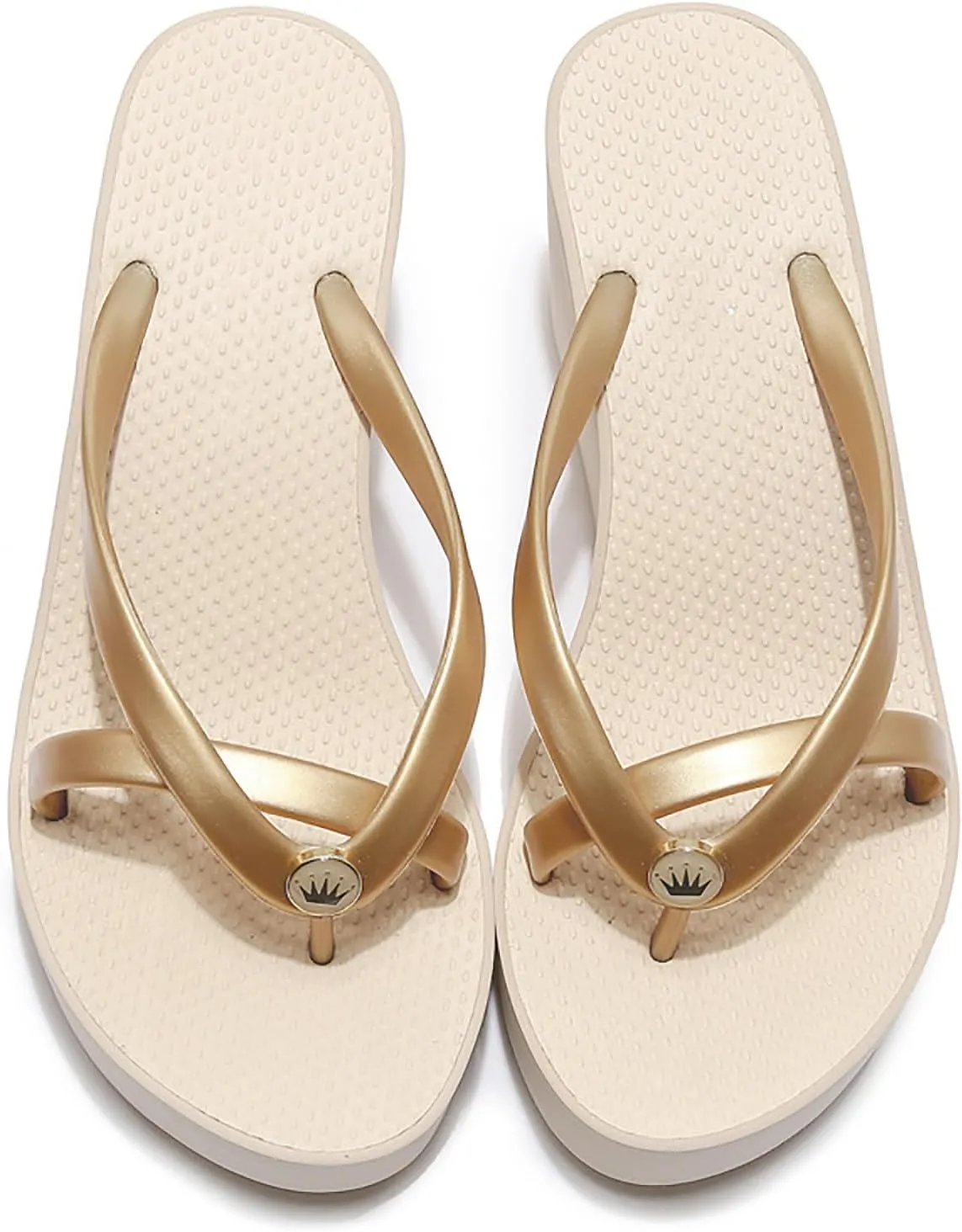 Women's Thong Wedge Platform Slides Sandals Fashion Comfort Open Round Toe Slip On Anti-Slip Chunky Heel Flip Flops Summer Pool Party Beach Walking Sandals