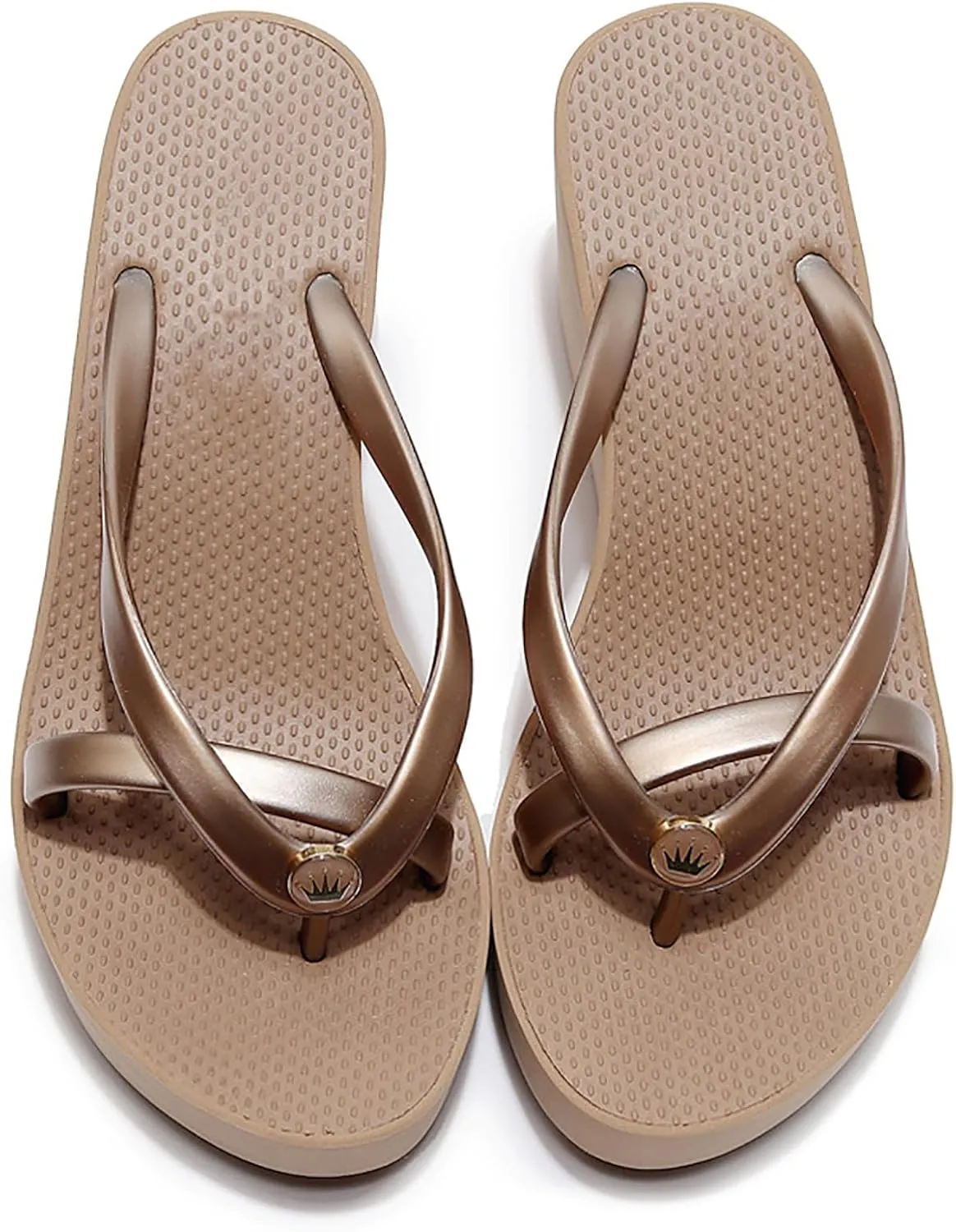 Women's Thong Wedge Platform Slides Sandals Fashion Comfort Open Round Toe Slip On Anti-Slip Chunky Heel Flip Flops Summer Pool Party Beach Walking Sandals