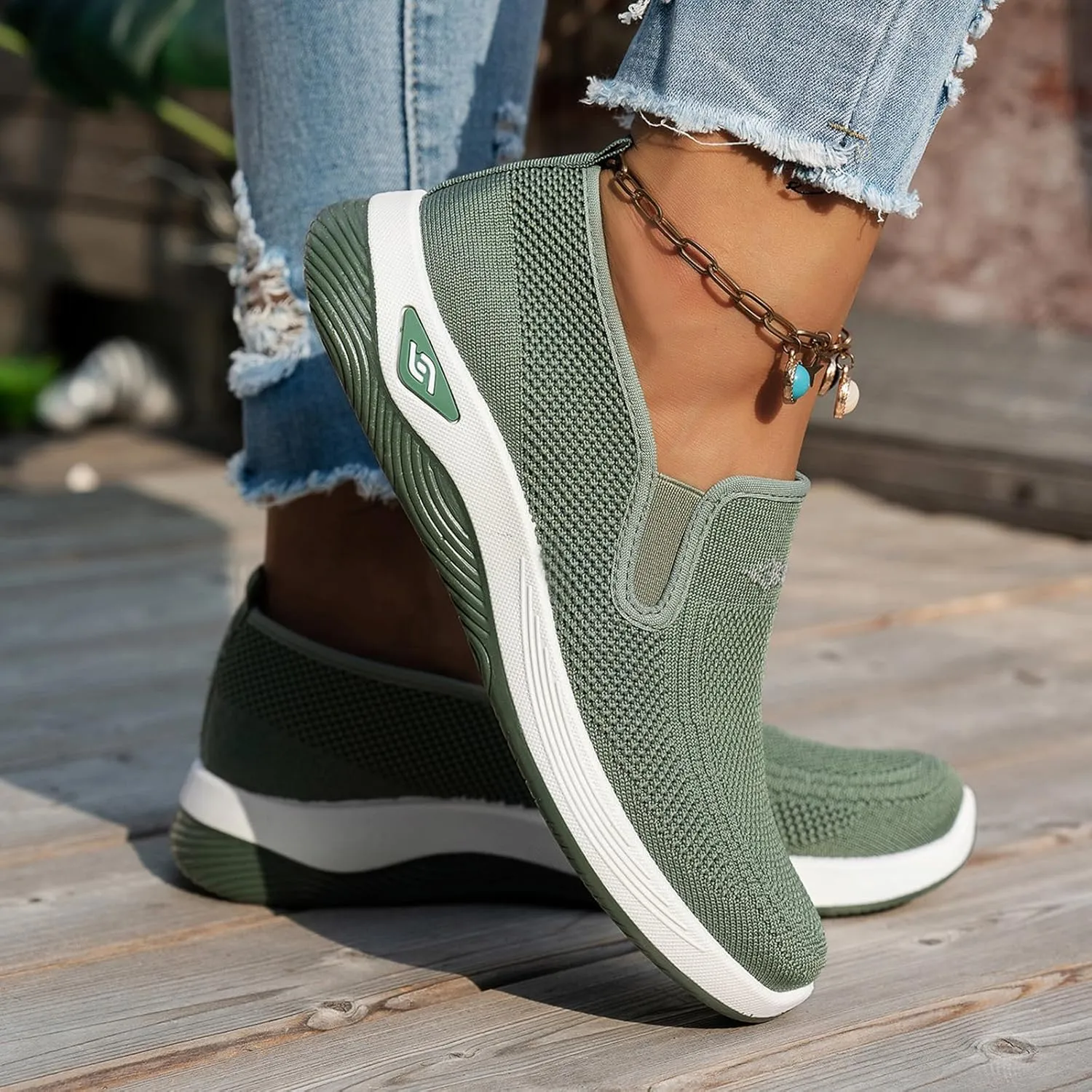 Women's Walking Shoes Slip On Comfort Orthopedic Breathable Go Walking Mesh Athletic Running Sneakers Shoes