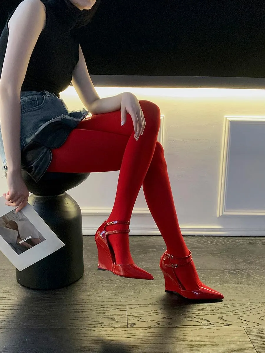 Women's Wedge Heel Pumps High Heel Pumps Stylish Pointed Toe Heels for Women Comfortable Wedge Heels Office Dressy 3.4 Inch Mary Jane Shoes