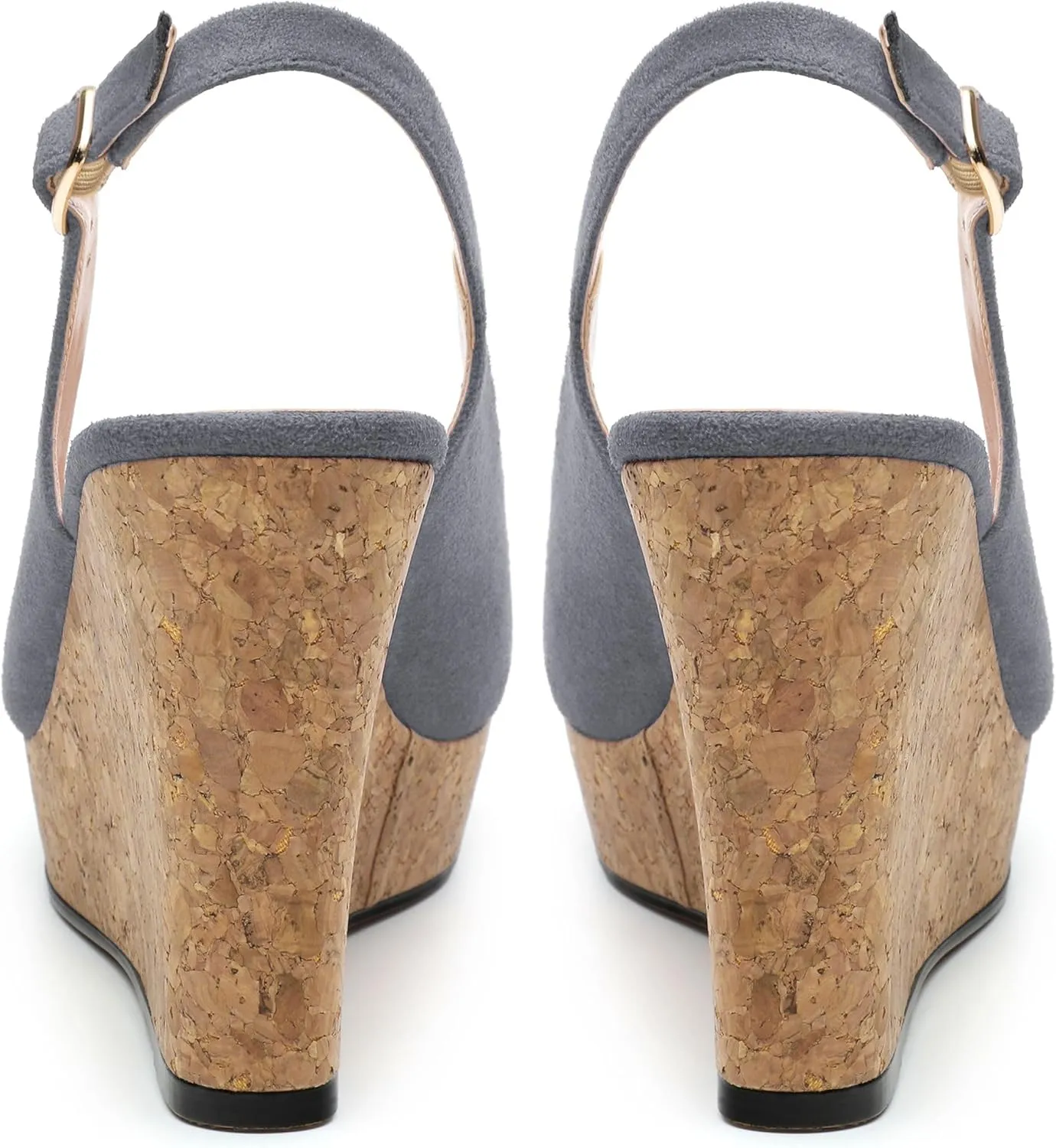 Womens Wedge Platform Sandals Peep Open Toe Slingback Buckle High Heel Dress Shoes Pumps Suede 3.94 Inch