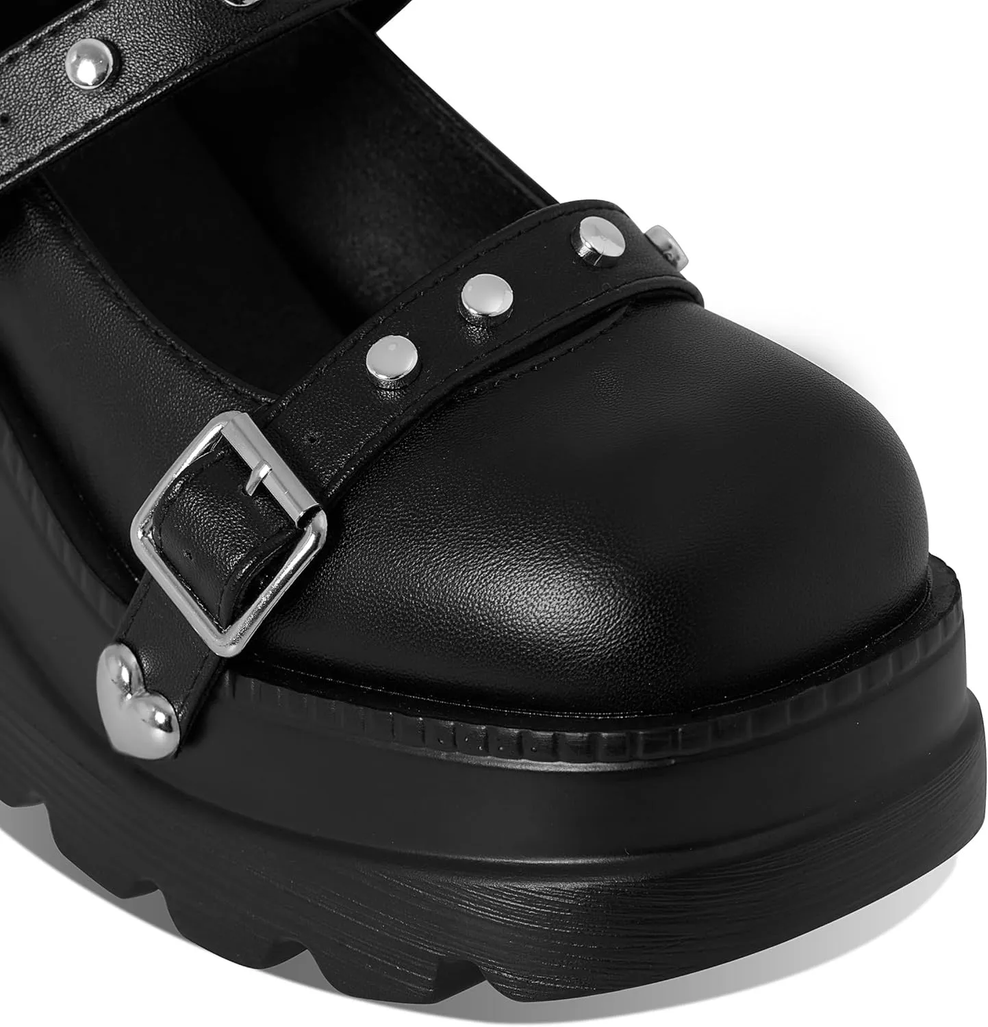 Women's Wedges Black Pumps Platform Mary Janes Shoes Comfortable Heels With Cute Bow Gothic Closed Toe