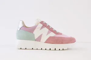 WONDERS - A-2463-T LACED WEDGE SLIP-ON TRAINER - PINK MULTI