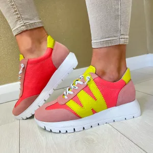 Wonders Rose/Coral Bungee Lace Slip-On Trainer A-2476