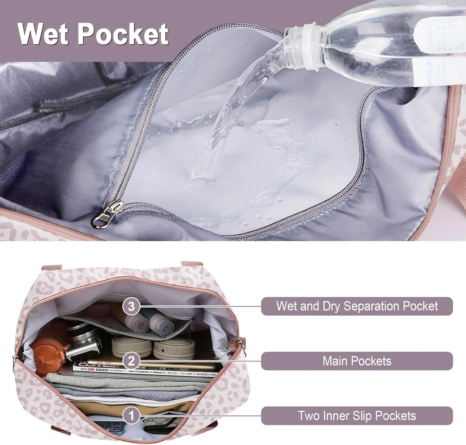 WOOMADA Foldable Travel Duffel, Weekender & Carry-On Bag with Expandable Space