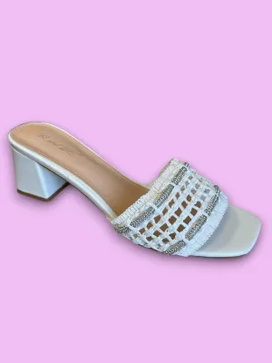 Woven Slip On Sandal - White