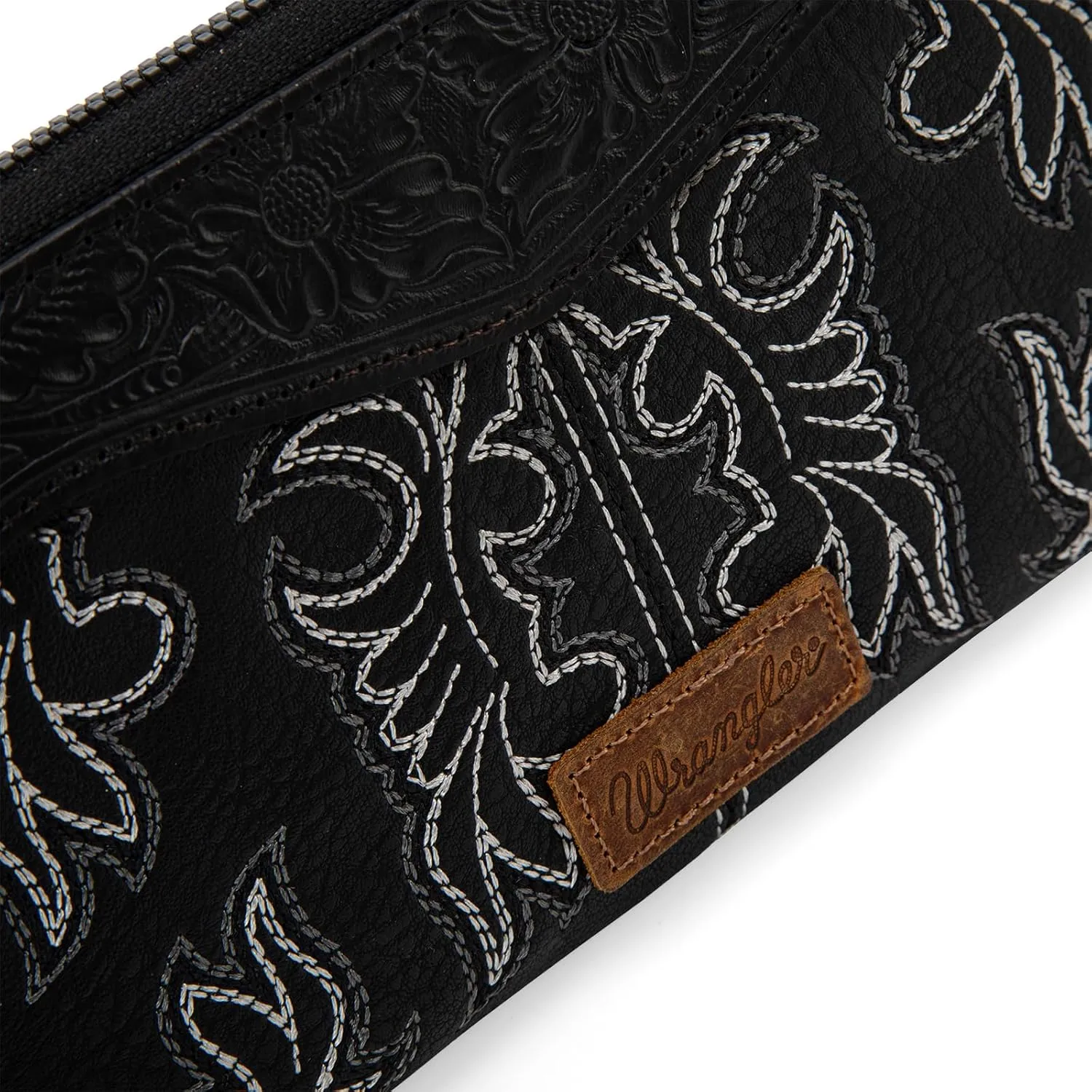 Wrangler Wristlet Western Wallet for Women Floral Tooled Clutch Boot Stitch Bifold Wallet with Card Holder