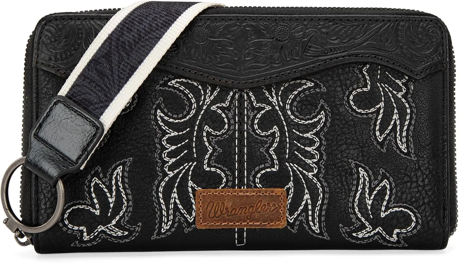 Wrangler Wristlet Western Wallet for Women Floral Tooled Clutch Boot Stitch Bifold Wallet with Card Holder