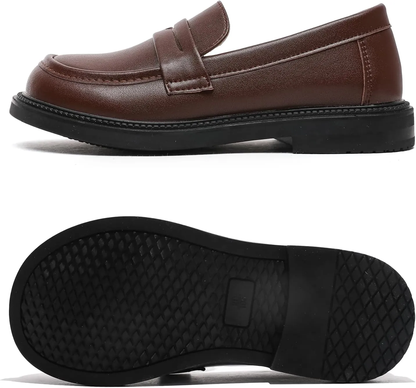WUIWUIYU Boys Girls Casual Slip-on Loafers Round Toe Church Leather School Uniform Dress Shoes (Toddler/Little Kid/Big Kid)