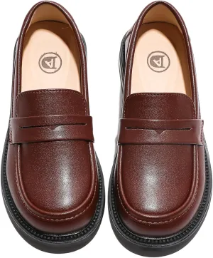 WUIWUIYU Boys Girls Casual Slip-on Loafers Round Toe Church Leather School Uniform Dress Shoes (Toddler/Little Kid/Big Kid)