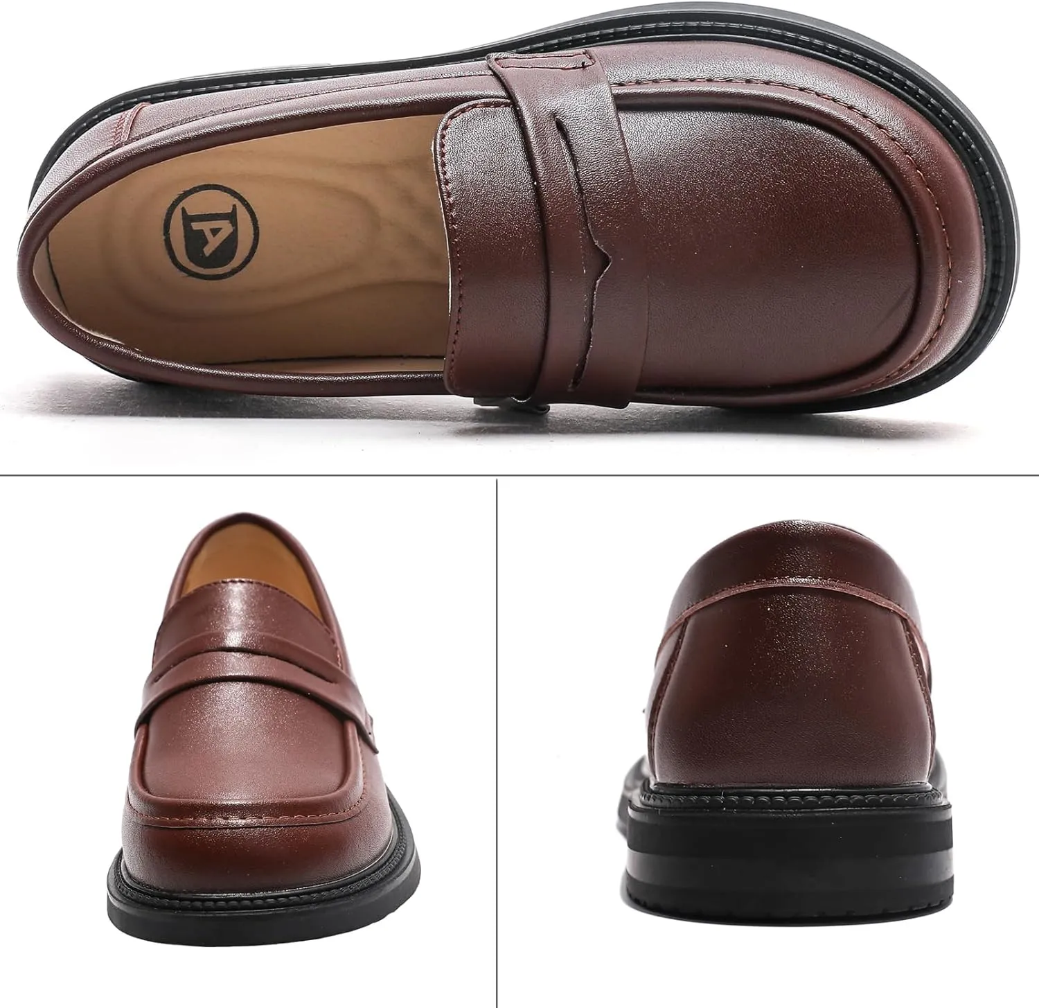 WUIWUIYU Boys Girls Casual Slip-on Loafers Round Toe Church Leather School Uniform Dress Shoes (Toddler/Little Kid/Big Kid)
