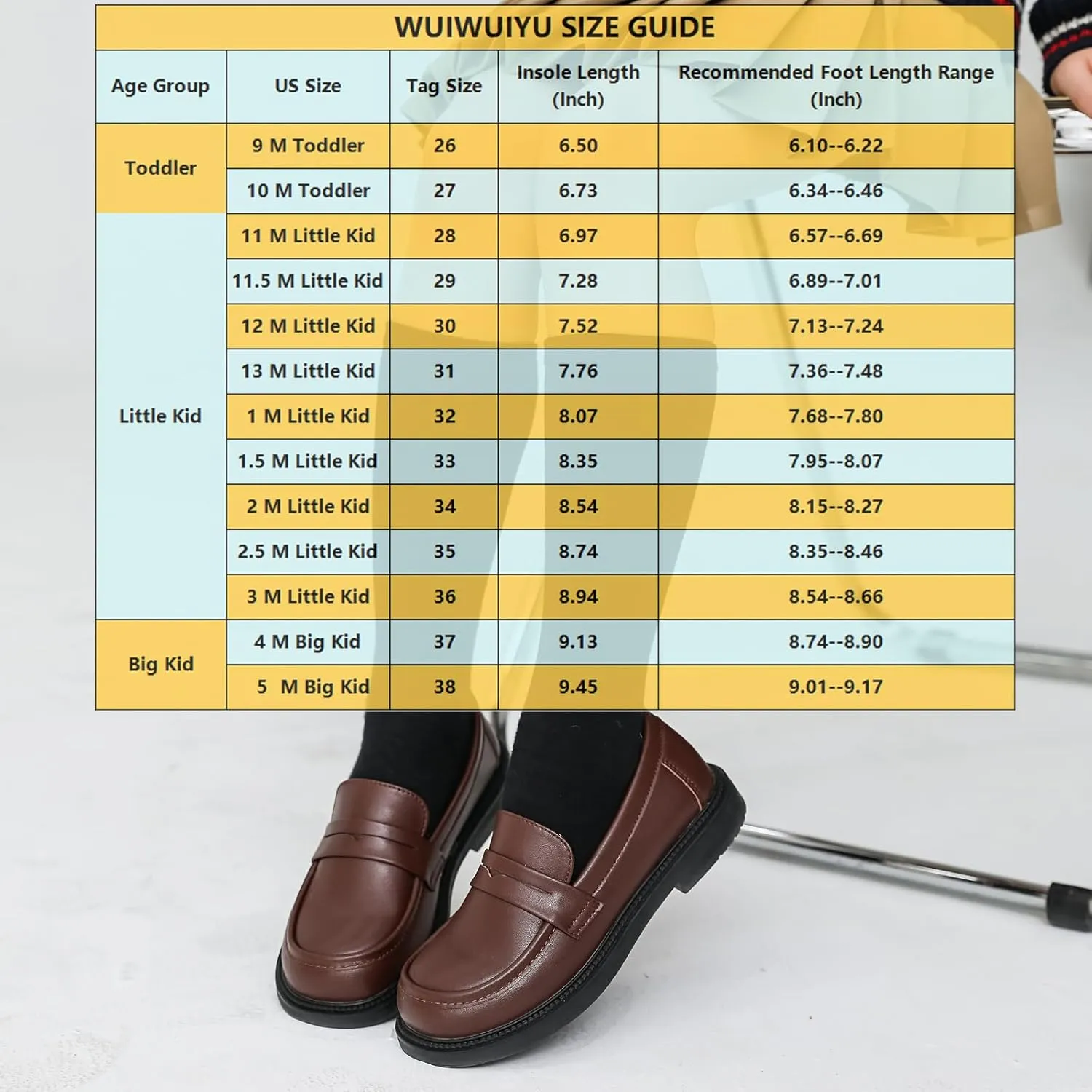 WUIWUIYU Boys Girls Casual Slip-on Loafers Round Toe Church Leather School Uniform Dress Shoes (Toddler/Little Kid/Big Kid)