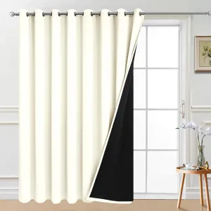 Yakamok Cream Total Shade Patio Door Curtain, Heavy-Duty Full Light Shading Sliding Door Drape Room Divider Curtain Screen Partitions, Vertical Blind for Villa(1 Panel, 100W x 84L)