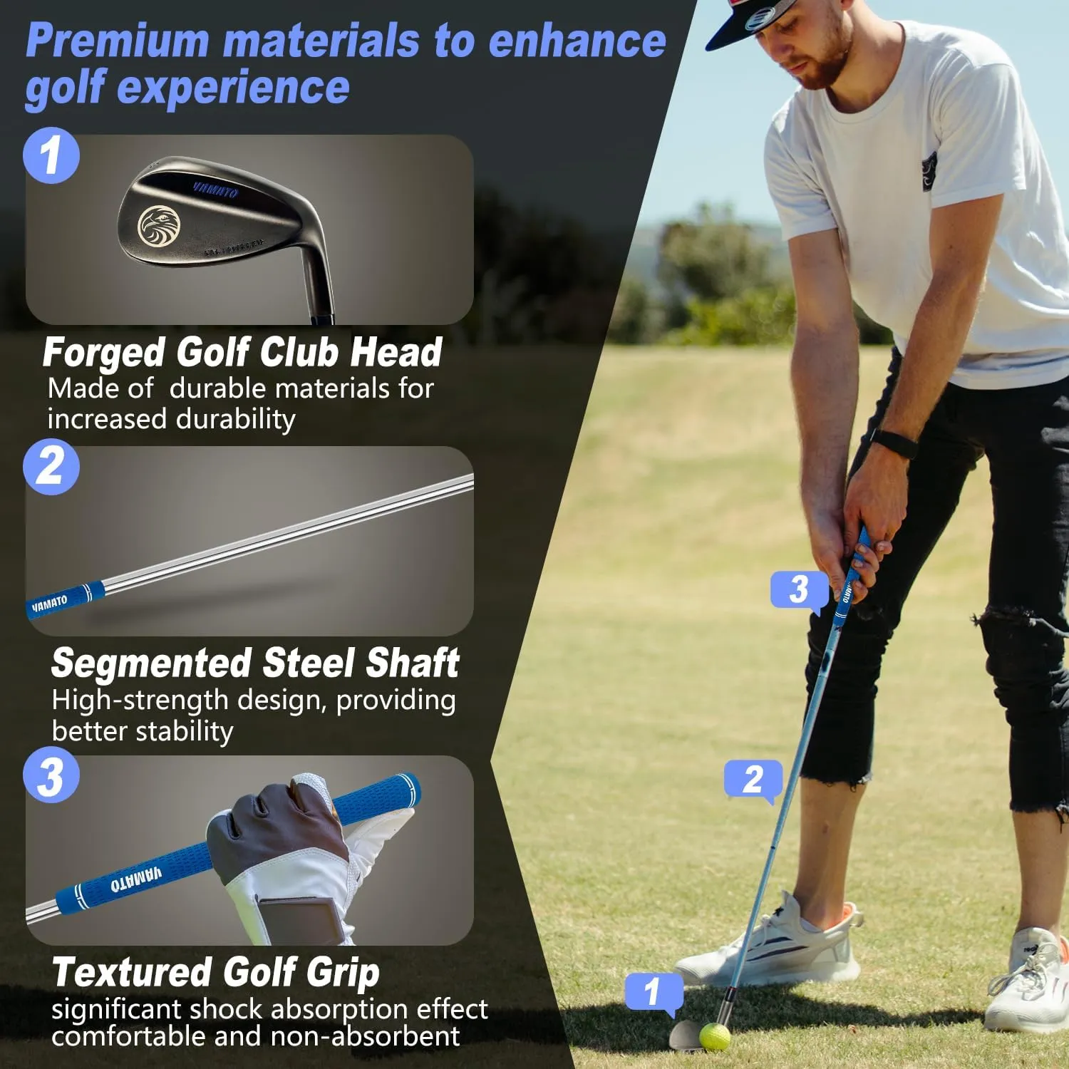 Yamato Forged Golf Wedge CNC Milled for Right Hand Men Golf Sand, Pitching, Lob Wedge High Spin Golf Wedge Set Precision CNC Milled Clubface