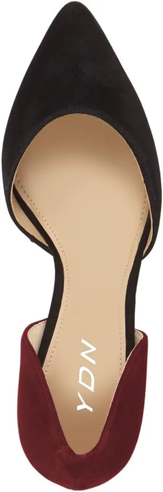 YDN Women Classic Mid Heels D'Orsay Pumps Suede Pointed Toe Slip On Dressy Stilettos Shoes Size 4-16