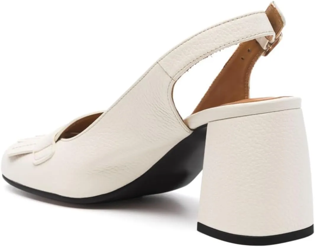 YDN Women's Tassels Slingback Pumps Square Closed Toe Block Mid High Heels Strap Buckle Loafers Office Party Formal Shoes Size 4-16 US