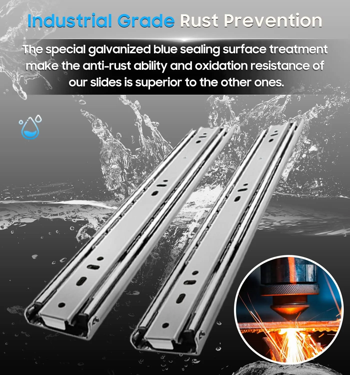 YENUO Heavy Duty Drawer Slides Full Extension Side Mount 12 14 16 18 20 22 24 26 28 30 32 34 36 40 Inch Metal Rails Track Guide Glides Runners 100 Lbs 1 Pair (Without Lock, 30 inch)
