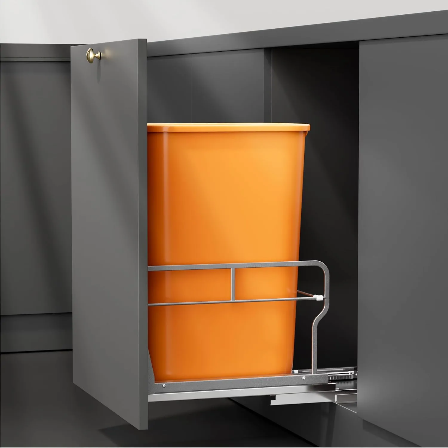 YJHome Pull Out Trash Can Under Cabinet with Soft-Close Slides, Garbage Can Not Included, Cabinet Trash Can Pull Out Kit with Door Mounting Kit, Requires Minimum Cabinets Opening 12" W X 18" D