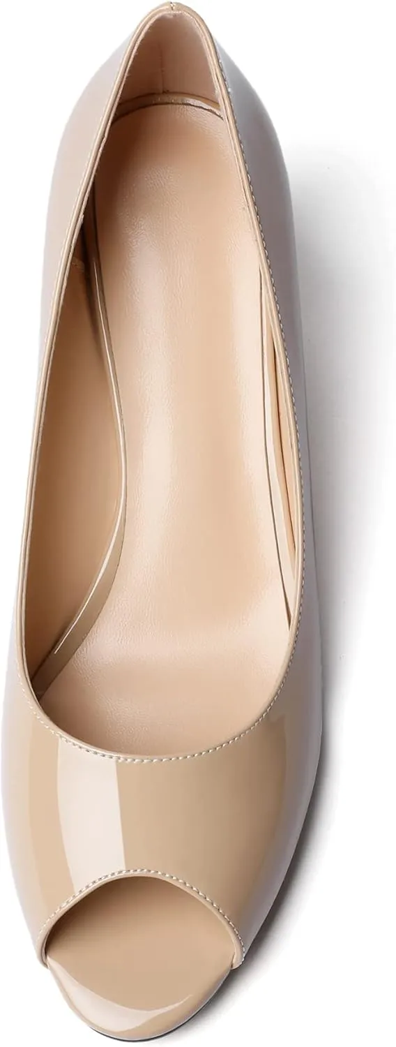 YODEKS Women's Peep Toe Wedge Sandals Low Heel Pumps Open Toe Heeled Sandals Shoes