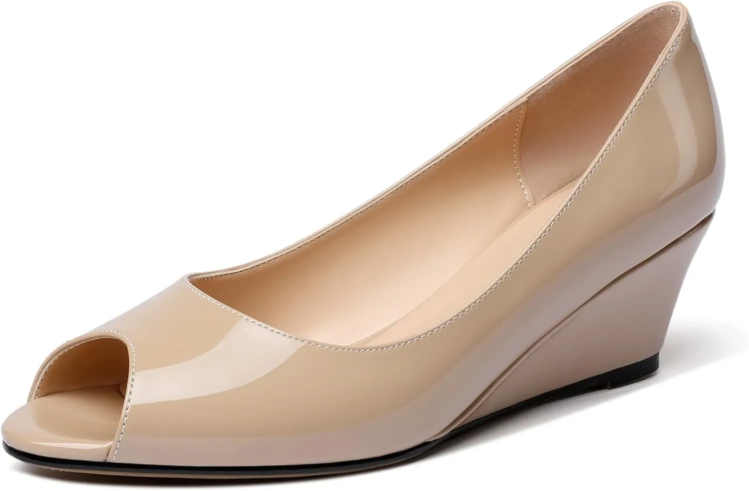 YODEKS Women's Peep Toe Wedge Sandals Low Heel Pumps Open Toe Heeled Sandals Shoes