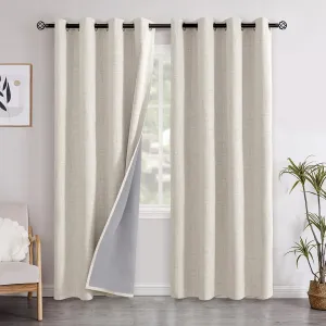 YoungsTex Linen Blackout Curtains 84 Inch Length for Living Room, Heat Blocking Thermal Drapes with Grommet Cream Textured Insulated Window Treatments for Summer Bedroom Dining, 2 Panels, 52 X 84 Inch