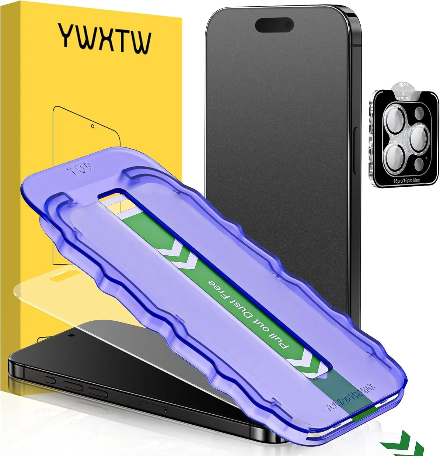 YWXTW 2 Pack Matte Screen Protector for iPhone 16 Pro Max 6.9 Inch   1 Set Camera Lens Protector, Anti Glare Anti Fingerprint 16 Pro Max Glass Screen Protector, Bubble Free, Smooth as Silk
