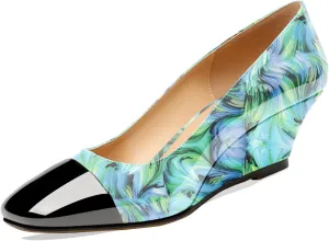 Zamikoo Women's Square Toe Pumps Wedge Heels Slip On 2 Inches Low Heel Fashion Dress Shoes Leather Patent US Size 5 - Size 13