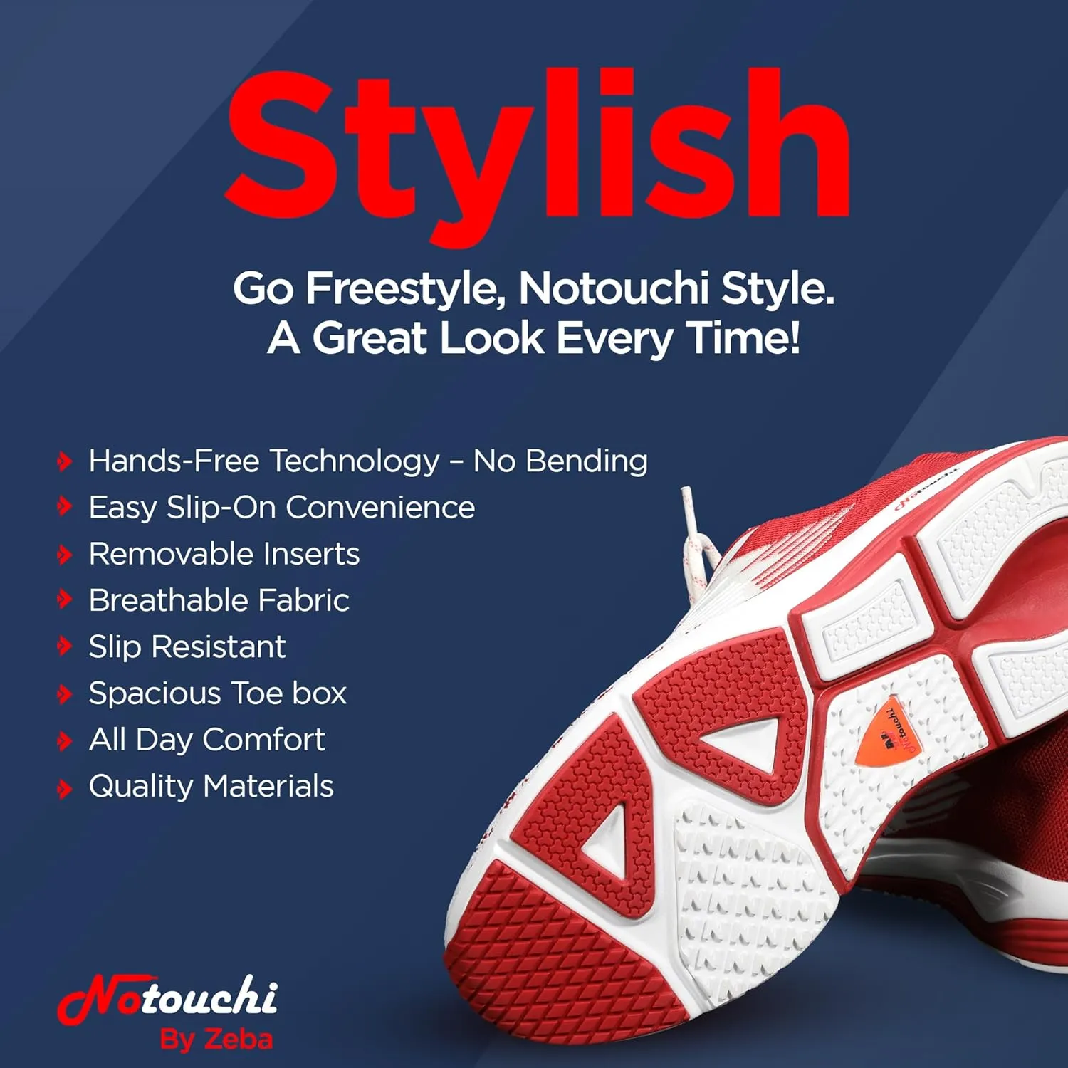 ZEBA Men's Notouchi Hands Free Slip-On All-Day Comfort Walking Shoes