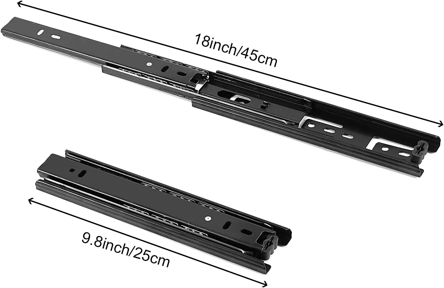 ZOENHOU 6 Paris 10 Inch Drawer Slides, Heavy Duty Metal Steel Ball Bearing Side Mount Drawer Slides with 48 Screws Whisper Quiet Black Furniture Drawer Slides